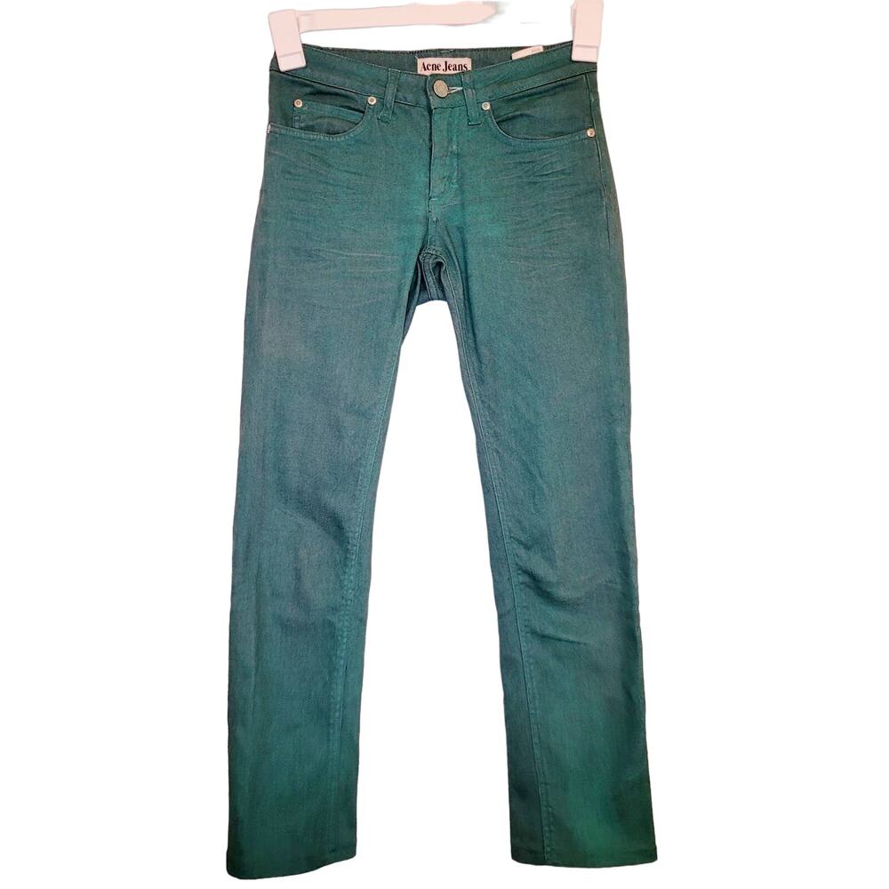 Acne Jeans womens jade green straight leg jeans size 25